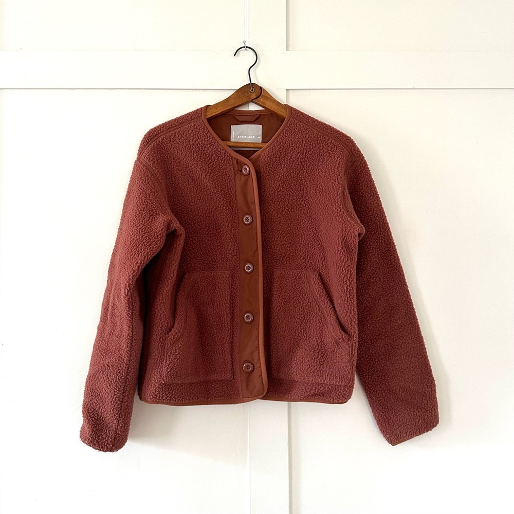Rust Button-Up Fleece Jacket
